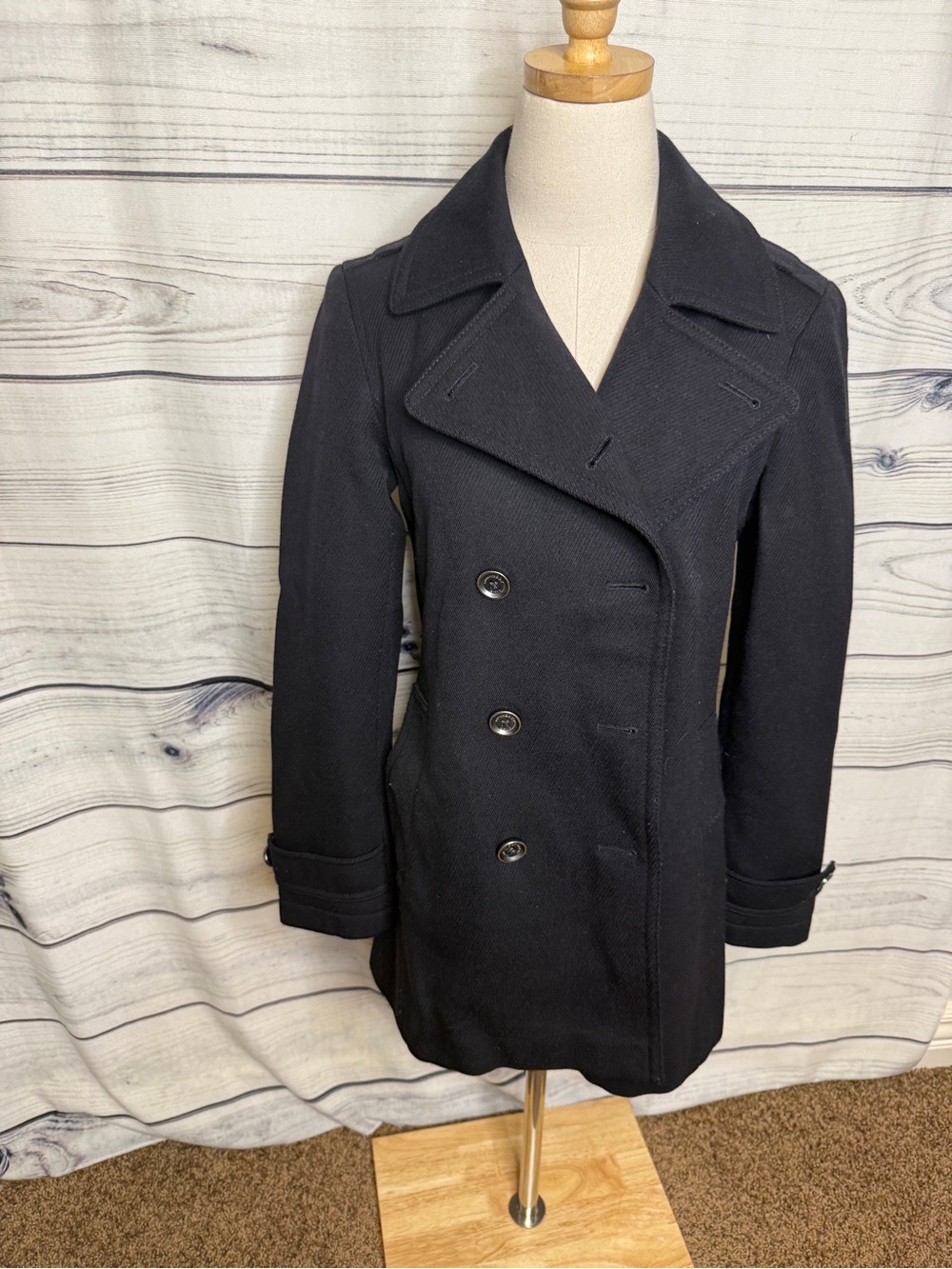 Burberry Black Double-Breasted Pea Coat